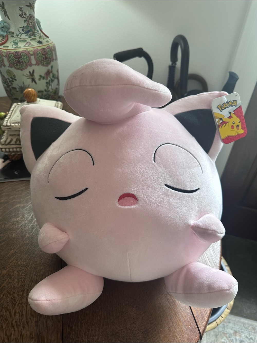 Pokemon Jigglypuff Plush Pink and Black Embroidered Face